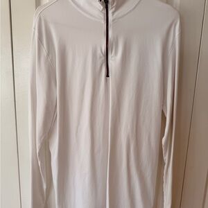 Patrick Assaraf Men’s Quarter Zip Pullover – White (Size XL)